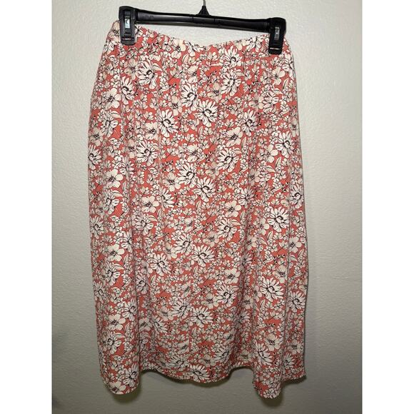 NWT 89th Madison Plus Size 2X Floral Midi Skirt - Sandstone Coral/White - Picture 2 of 9